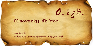 Olsovszky Áron névjegykártya
