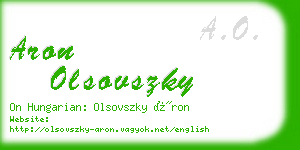aron olsovszky business card